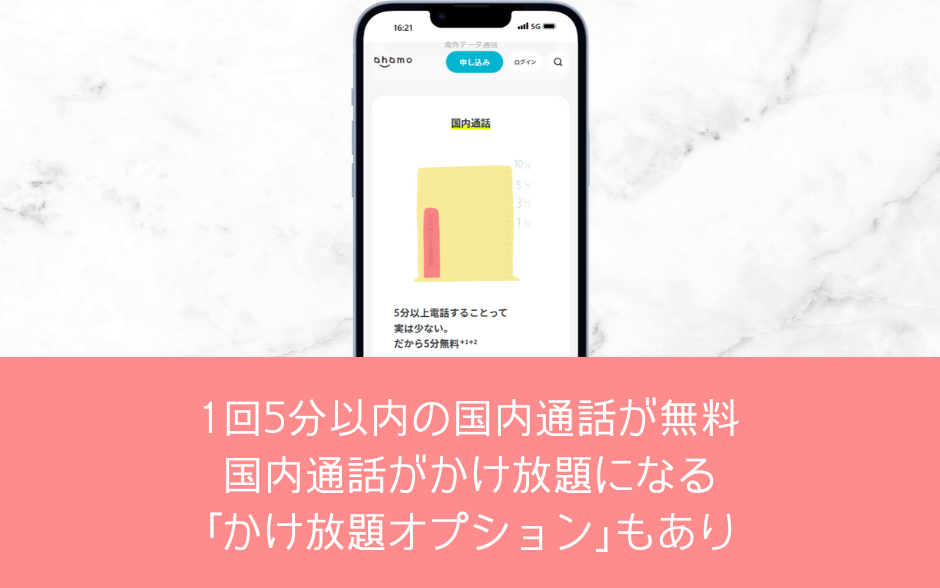 国内通話料金は5分以内無料、かけ放題オプションもあり