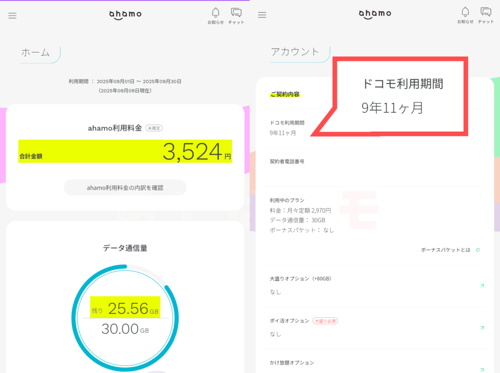 ahamo契約中